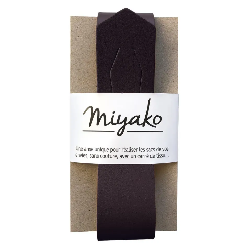 Bohin Miyako Anse Sac Main Cuir Noir 50 cm