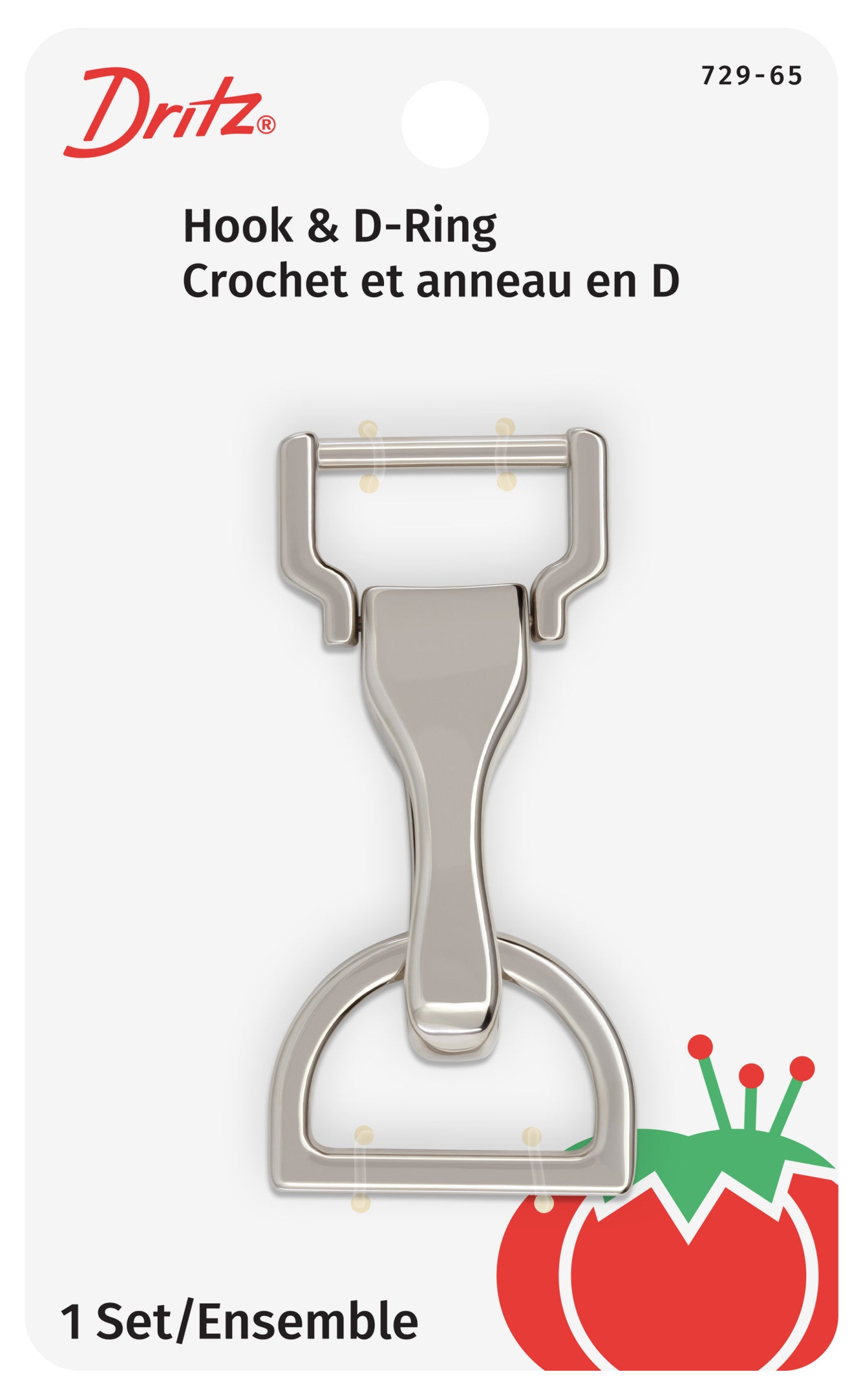 Dritz mousqueton sac + anneau en D nickel sangle 25 mm