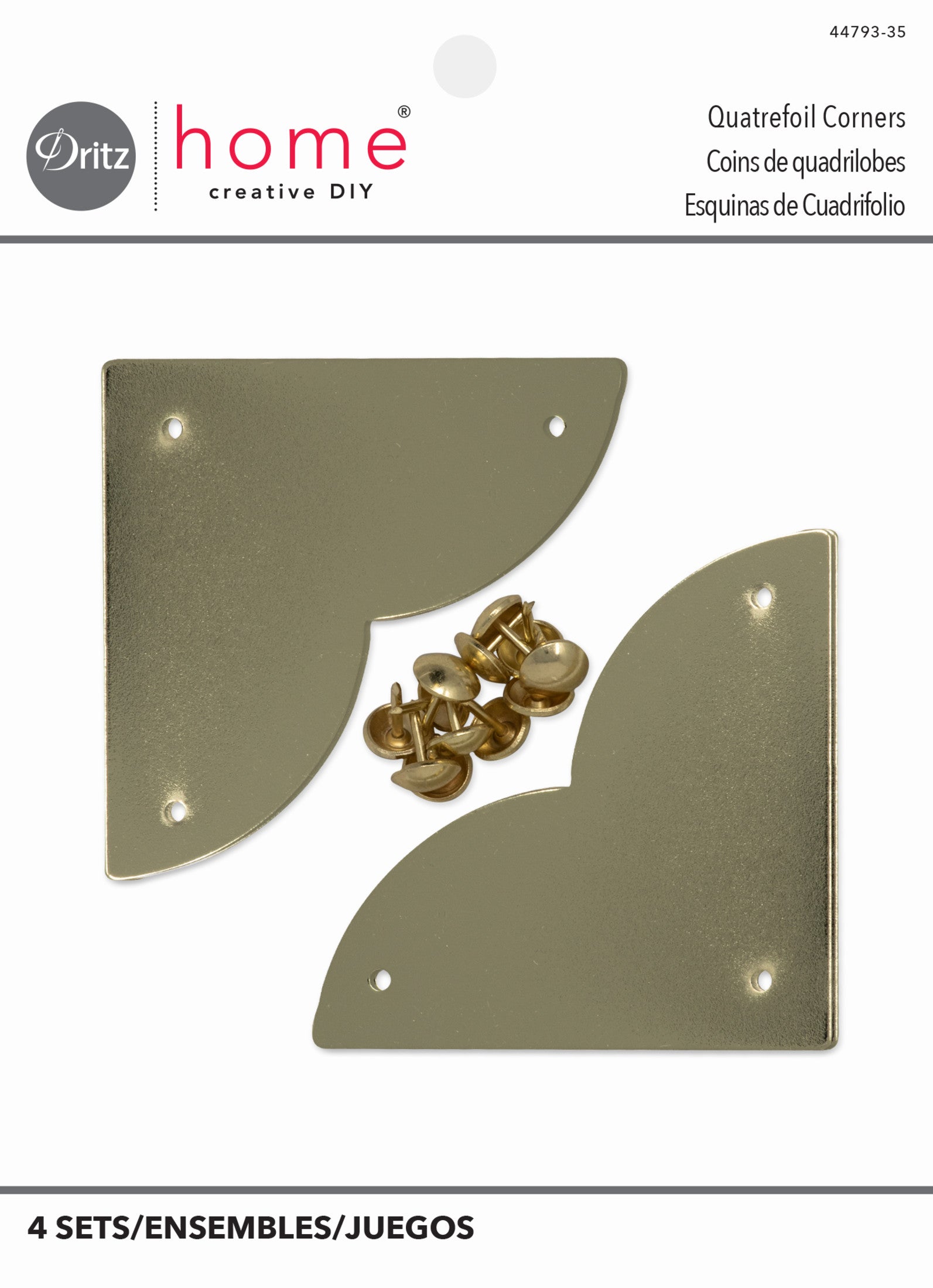 Dritz Home Coins Quatrefoil Lisses Grand 4 Pièces Métal