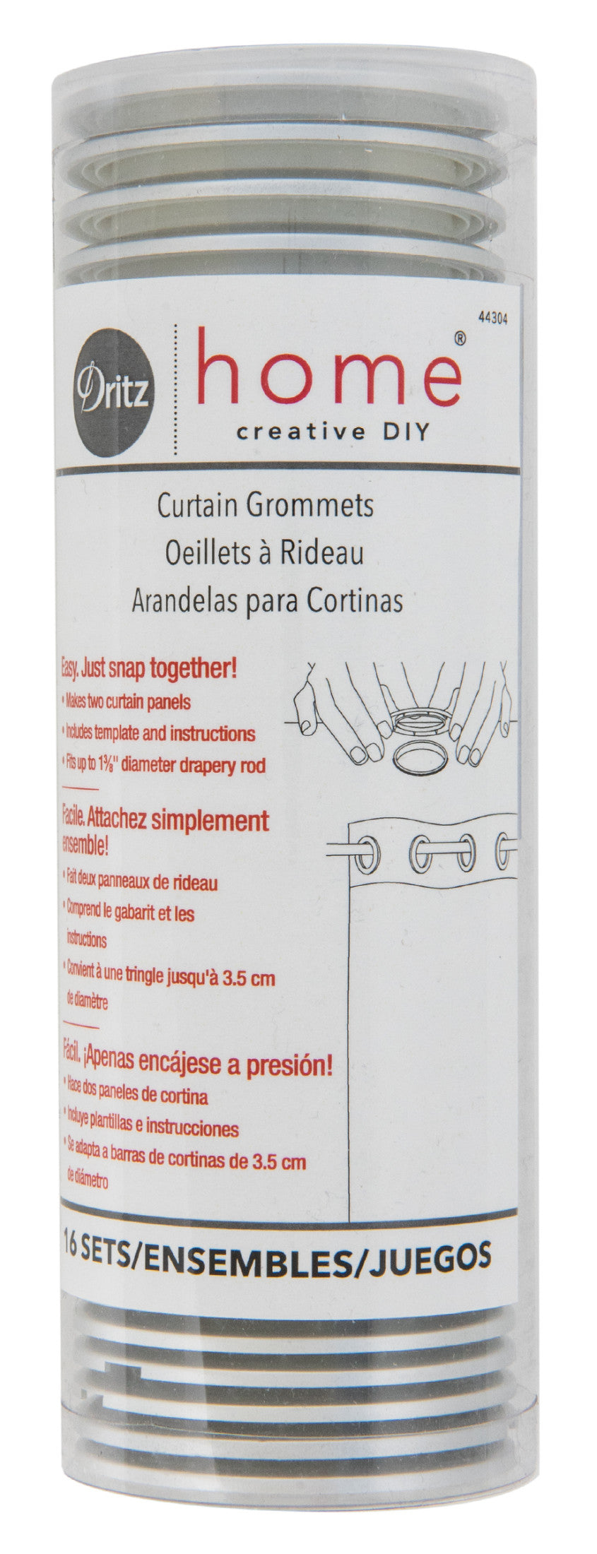 Dritz 1-9/16 œillets rideaux plastique étain x8